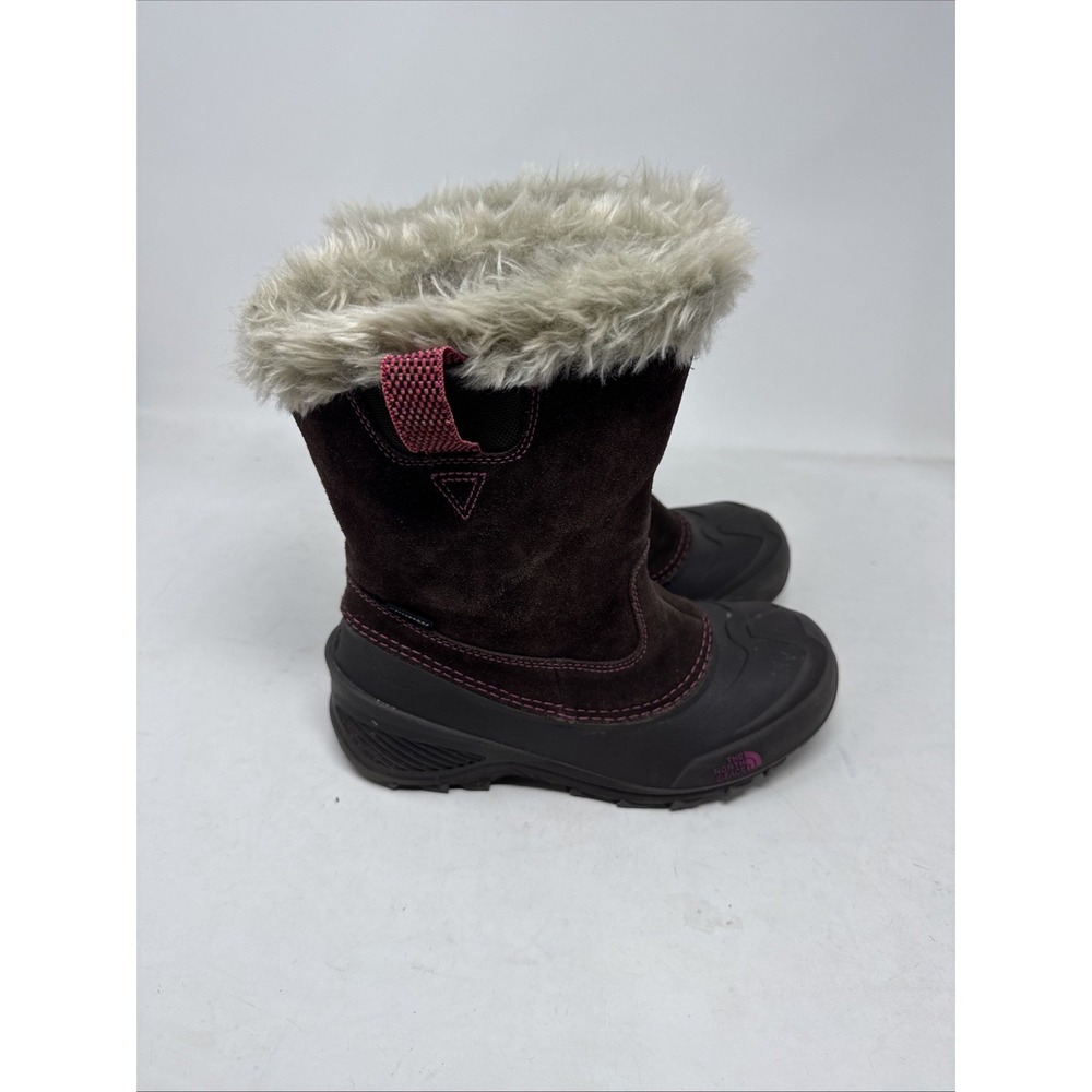 The North Face Boots Girls Youth 4 Snow Winter Shearling Brown Rubber  Pull On